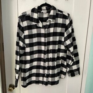 Classic Black & White Plaid Shirt – Casual & Cozy, XL